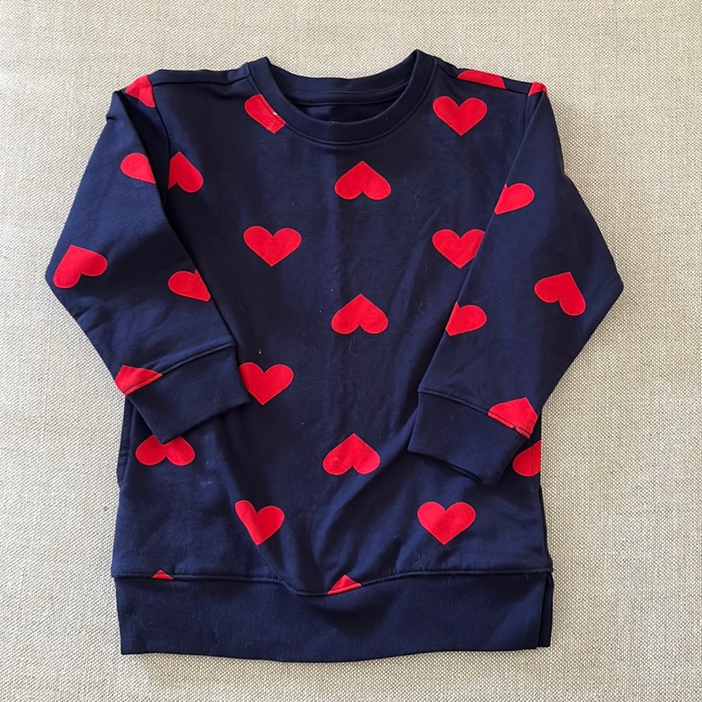 Primary navy heart sweatshirt tunic NWOT size 3
